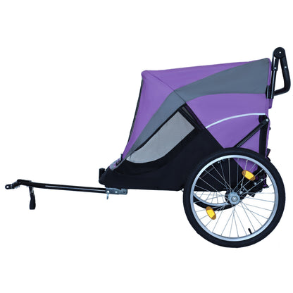 2-in-1 Dog Bike Trailer and Push Cart – Quick-Release Wheels, Holds Up to 100 lbs, Purple and Black – view 10