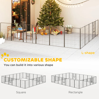 24-Panel Heavy-Duty Metal Dog Playpen – 39.4 in High, 3 Doors, Black – view 6