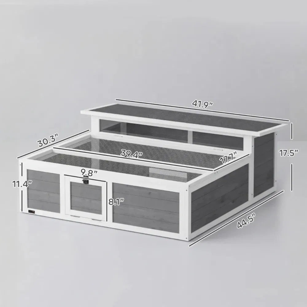 Wooden Outdoor Tortoise Habitat with Run, Basking Area &amp; Large Window for Small Animals – view 3