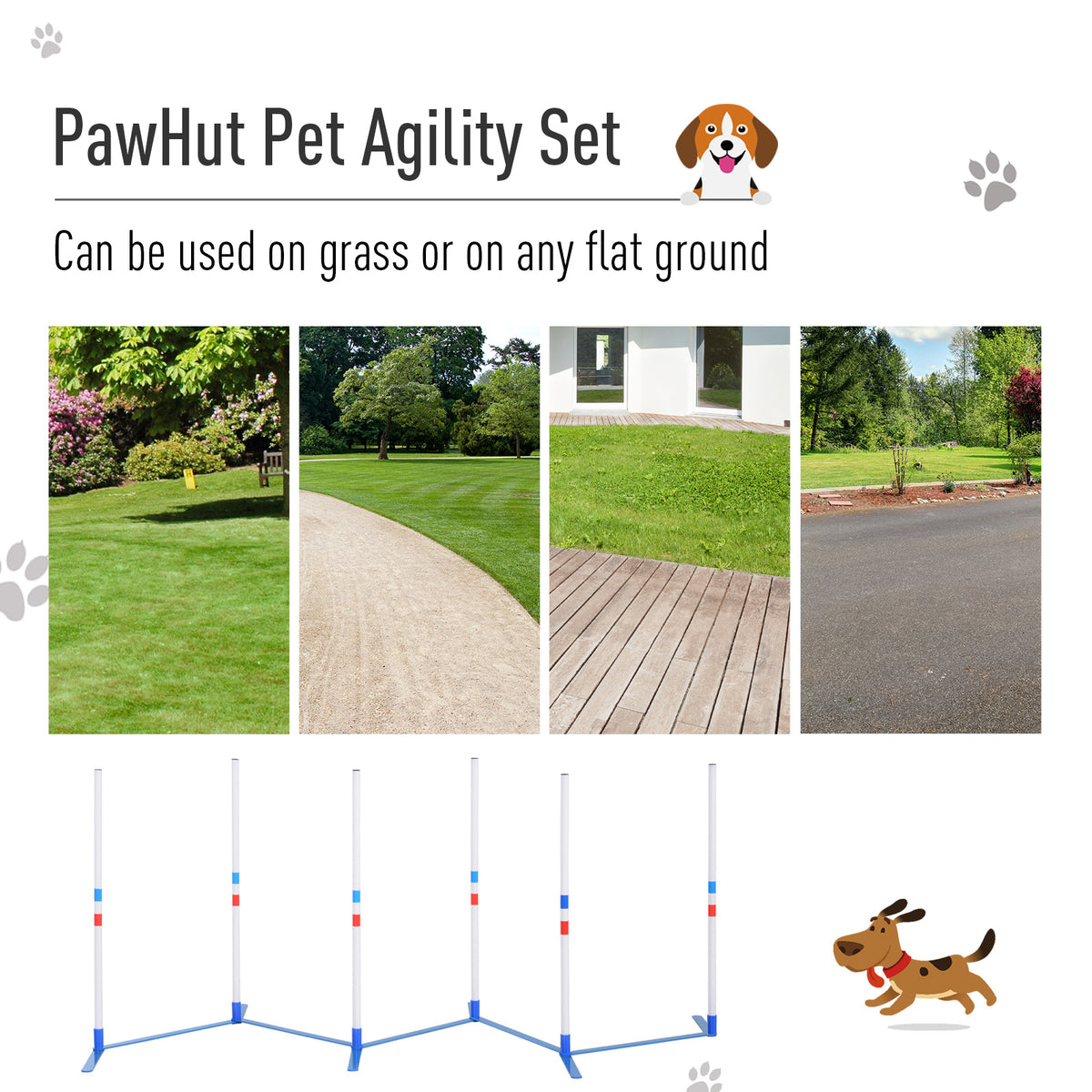 Dog Agility Weave Pole Starter Kit – 6 Poles, 120 in Course, 5.3 lb with Bag, White – view 7
