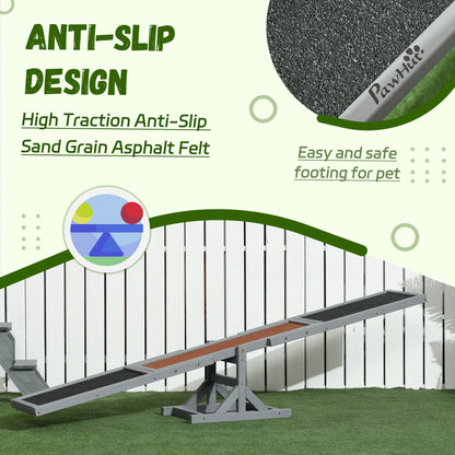 Wooden Dog Agility Seesaw – Anti-Slip Fir Wood Balance Board for Training, 71 in, Gray – view 5