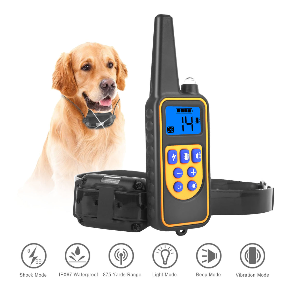 Rechargeable Dog Training Collar with Remote – 2625 ft, 4 Modes, IP67 (Set or Receiver Only)