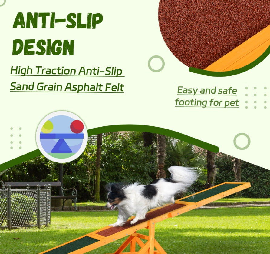 Wooden Dog Agility Seesaw for Training and Exercise, 71 in Long, Natural Wood Finish – view 4