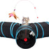 3-Way Collapsible Cat Tunnel – Indoor Play Tube with Peek Holes & Dangling Ball, Black