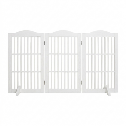 Freestanding Wooden Dog Gate – 3-Panel Foldable Step-Over Pet Fence, No Assembly, 30 in, White – view 4