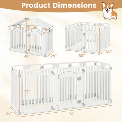 8-Panel Plastic Dog Playpen – White, 50 x 50 x 32 in, Lockable Door, Multiple Shapes – view 4