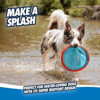 Floating Flying Disc Dog Toy – Multilayer Nylon Flyer with Soft Rubber Edges, 9.75 in, Blue – view 5