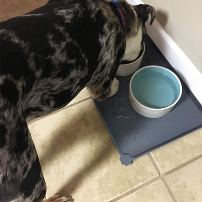 Waterproof Silicone Pet Feeding Mat with Raised Edge – 19 x 12 in, Gray – view 6