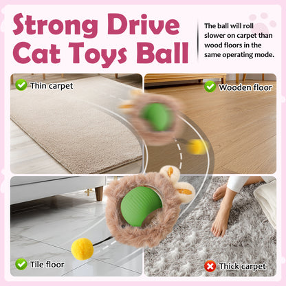 Motion-Activated Moving Cat Ball with Lights, Fluffy Tail and Bunny Ears, 3 Speed Modes – view 7