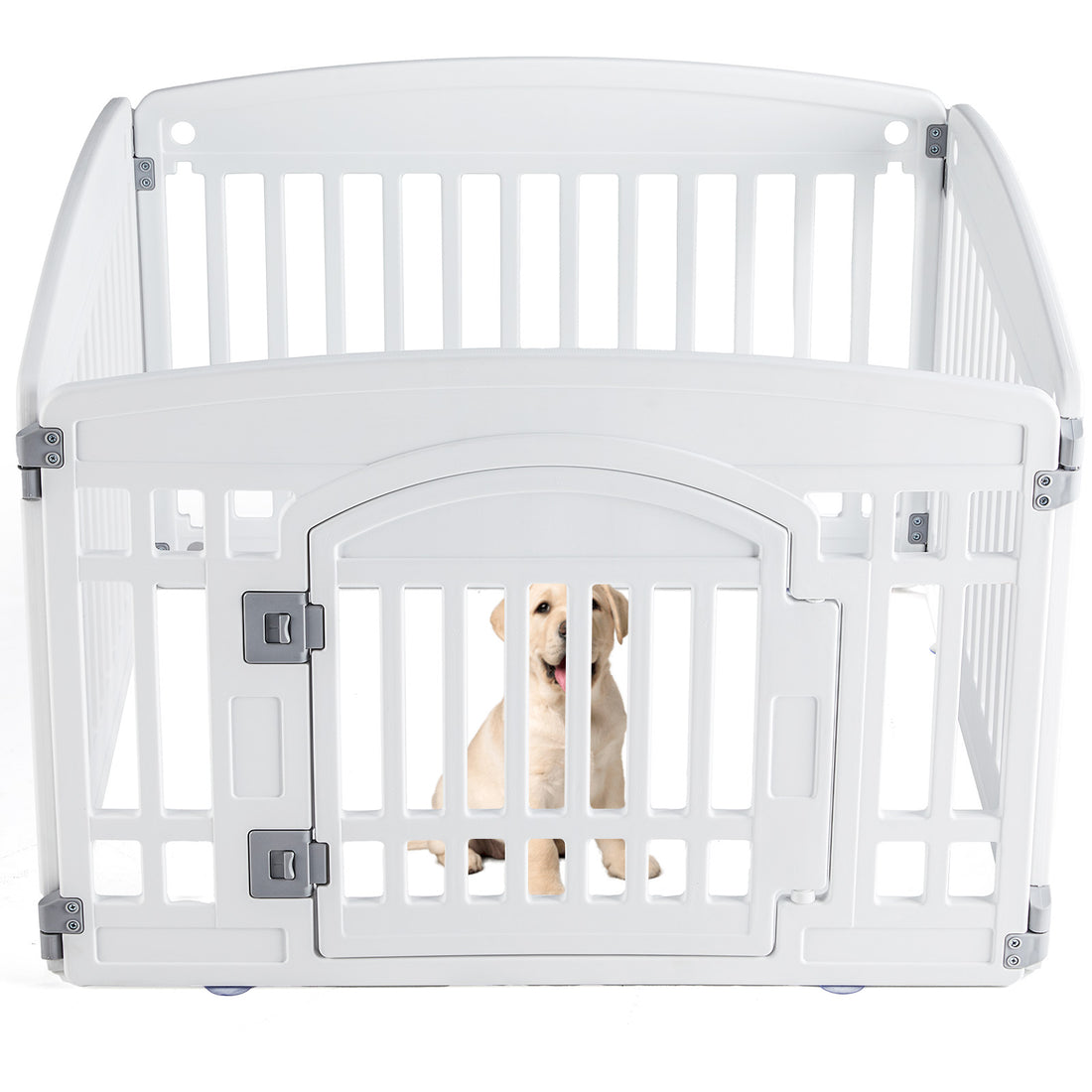 Plastic Dog Playpen – Foldable Indoor/Outdoor Pet Fence, 4 or 6 Panels, White or Black