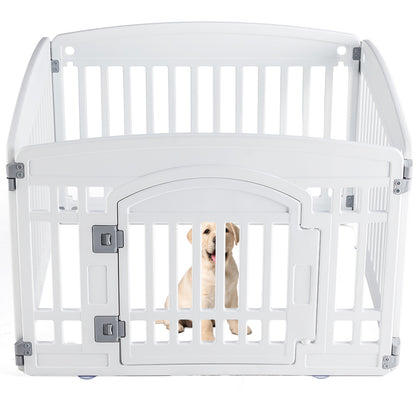 Plastic Dog Playpen – Foldable Indoor/Outdoor Pet Fence, 4 or 6 Panels, White or Black