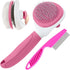 Self-Cleaning Cat Brush with Metal Comb – Release Button Slicker Brush for Shedding, Pink