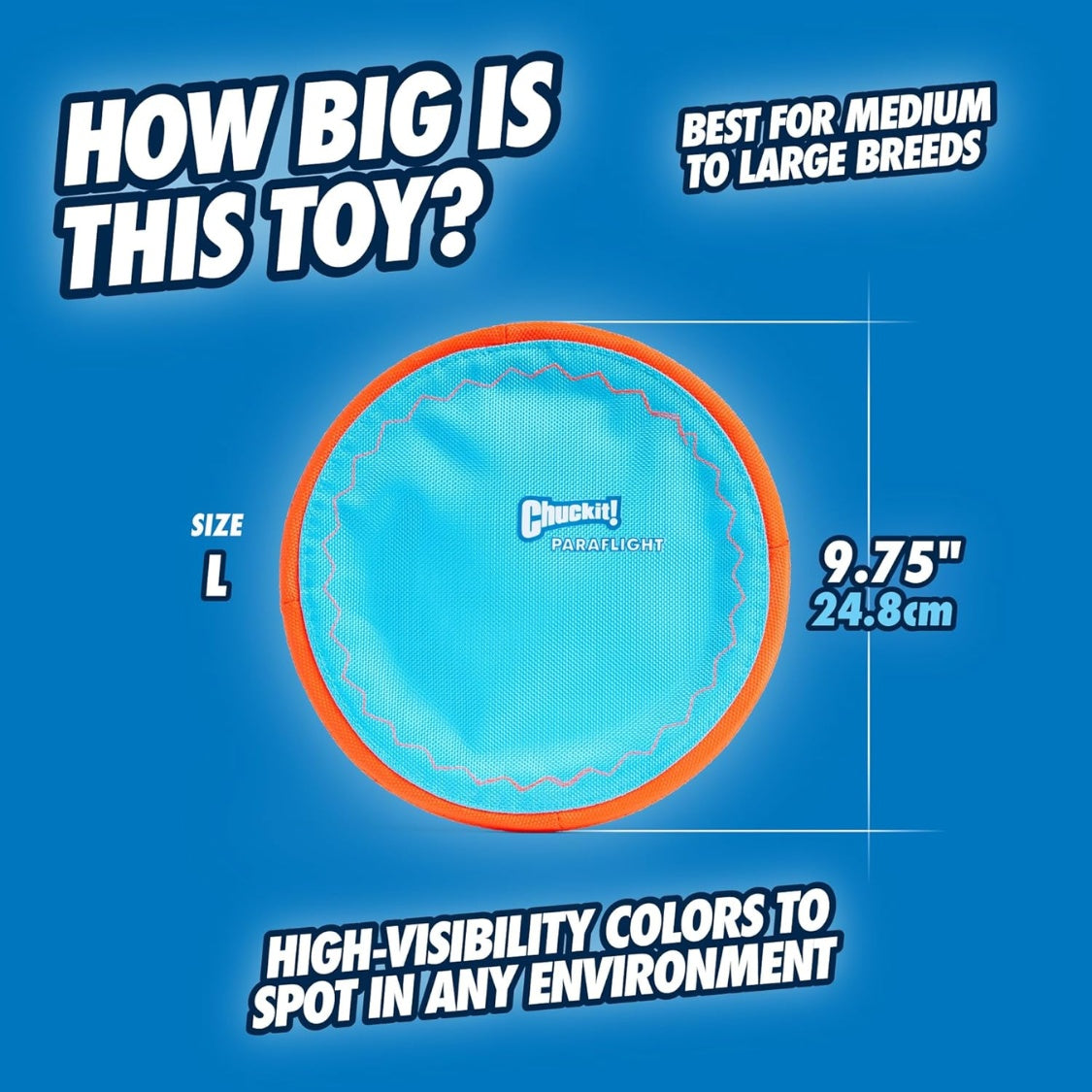 Floating Flying Disc Dog Toy – Multilayer Nylon Flyer with Soft Rubber Edges, 9.75 in, Blue – view 2
