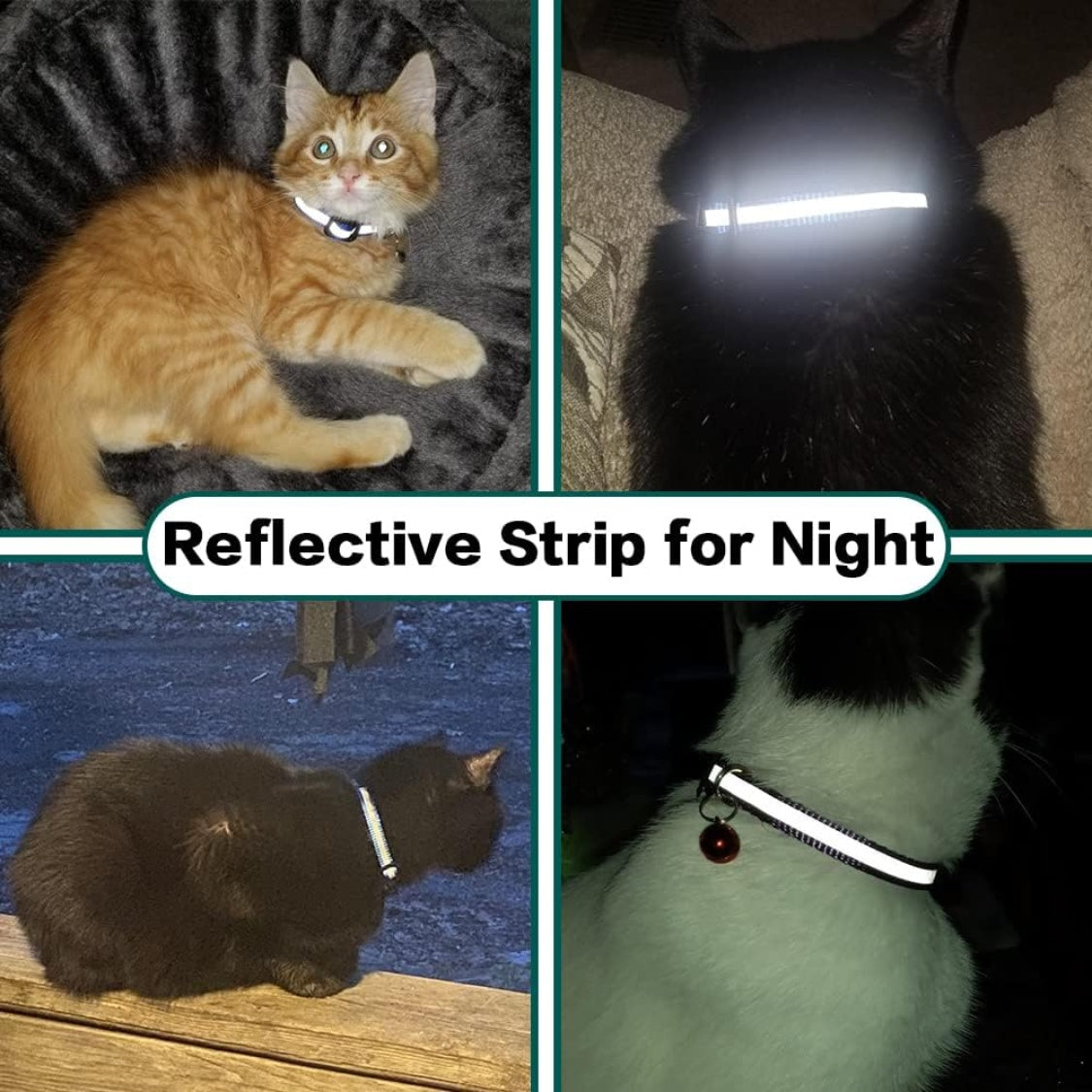 Breakaway Cat Collar with Tracker Holder – Reflective Nylon, Waterproof Case, Adjustable 8.7–13.8 in, Black – view 6