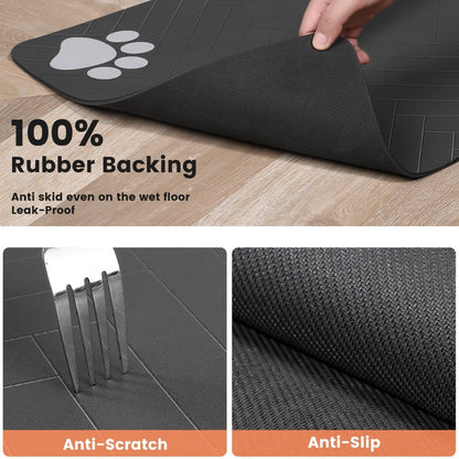 Absorbent Dog Food Mat – Stain-Resistant Pet Placemat with Waterproof Rubber Backing, Black – view 5