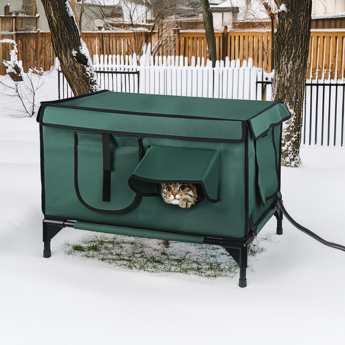 Heated Outdoor Cat House – Waterproof Insulated Cat Shelter with Heating Pad for Winter – view 2