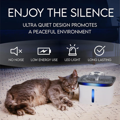 95 oz Automatic Pet Water Fountain – Quiet Pump, 5-Stage Filtration &amp; LED Light, White – view 4