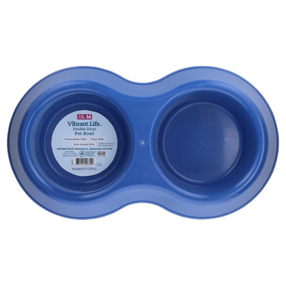 Medium Double Diner Pet Bowl for Food and Water, 6.25-Cup Total Capacity, Blue – view 3