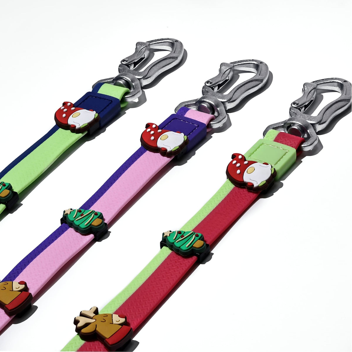 Two-Tone Embossed Dog Leash Set with 3 DIY Charms – Waterproof PVC, 15, 20 &amp; 25 mm, Red, Green or Pink – view 6