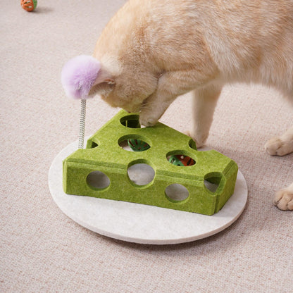 Felt Cat Puzzle Toy Box with Balls, Spring Wand and Suction Cup Base for Hiding Treats – view 5