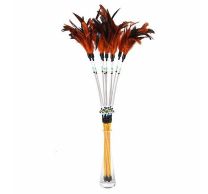 Feather Cat Wand with Spring Bell and Colored Beads – Interactive Cat Teaser Stick – view 5