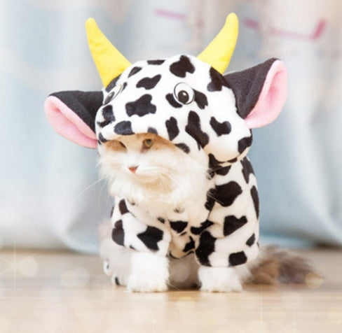 Cow Print Hooded Pet Costume – Cozy Dog &amp; Cat Sweatshirt