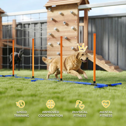 Adjustable Dog Agility Weave Poles with Freestanding Base, Ground Stakes and Carry Bag, Orange – view 6