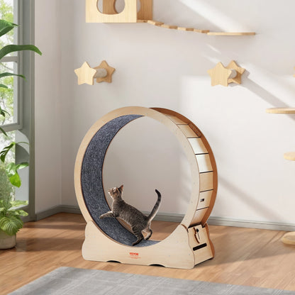 Wooden Cat Exercise Wheel 43.3 in – Large Indoor Cat Treadmill Wheel with Quiet Track – view 6