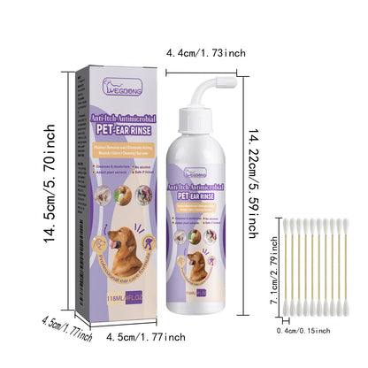 Alcohol-Free Pet Ear Rinse for Dogs and Cats – 4 fl oz (118 ml) with Cotton Swabs – view 10