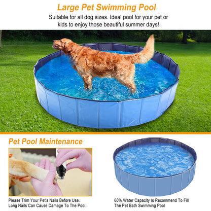 Foldable Pet Bathing Pool, 63 x 63 x 11.8 in – PVC Dog Bath Tub with Drain Valve – view 9