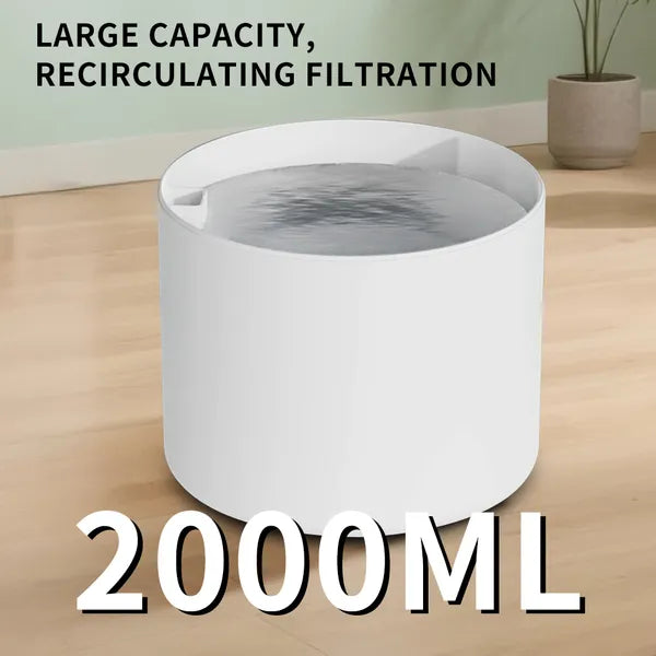 Round Pet Water Fountain 2500 ml (84.5 oz), USB Powered with Quiet Circulating Pump, White – view 4