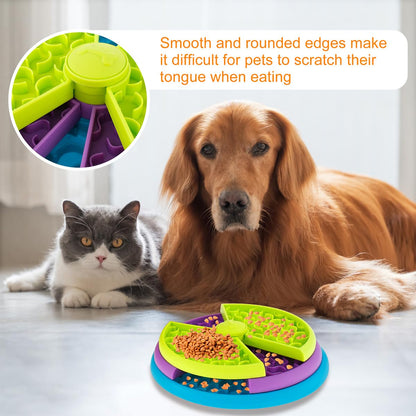 3-in-1 Rotating Dog Slow Feeder and Lick Mat – Holds 2 Cups, for Medium &amp; Large Dogs, Green – view 7