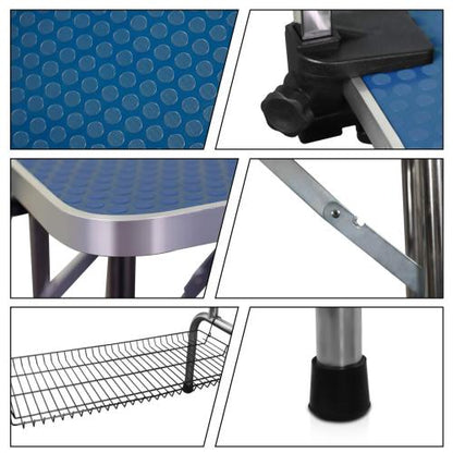 Folding Pet Grooming Table, 36 Inch – Stainless Steel Legs, Adjustable Arm &amp; Basket, Blue – view 3