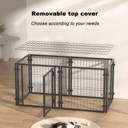 Metal Dog Crate Playpen – Indoor/Outdoor Pet Kennel, Easy Assembly, 47.2 x 23.6 x 23.6 in, Black – view 6