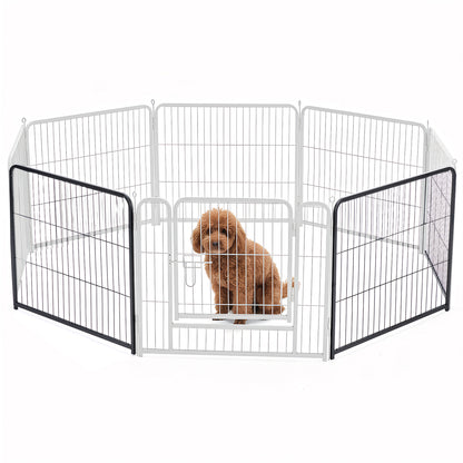 Foldable Metal Pet Fence with Lockable Door – Indoor &amp; Outdoor Dog Barrier, 24, 32 or 40 In Tall