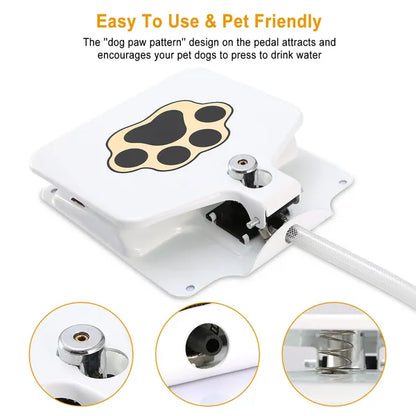 Outdoor Step-On Dog Water Fountain with Paw Pedal, Hose &amp; Splitter, White – view 5