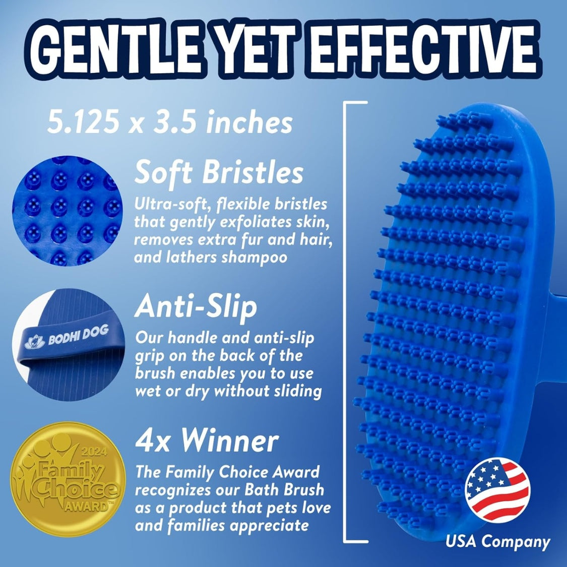 Dog Shampoo Bath Brush for Dogs &amp; Cats – Handheld Scrubber for Long &amp; Short Hair, Blue – view 5