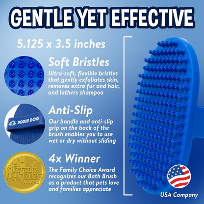 Dog Shampoo Bath Brush for Dogs &amp; Cats – Handheld Scrubber for Long &amp; Short Hair, Blue – view 5