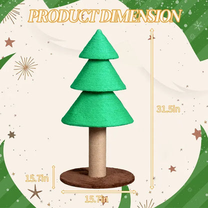 Christmas Tree Cat Scratcher – 31.5" Sisal Scratching Post Tower with Fleece Base, Green – view 3