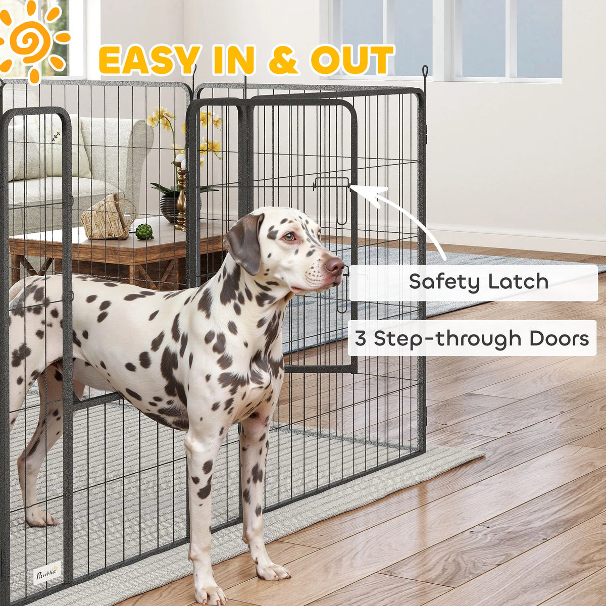24-Panel Heavy-Duty Metal Dog Playpen – 39.4 in High, 3 Doors, Black – view 8