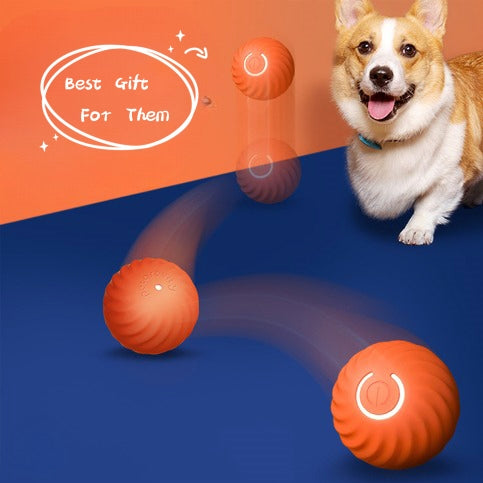 USB Jumping Ball Dog Toy – Bouncy Ball with Spare Shells &amp; Spiky Sleeves, Blue or Orange