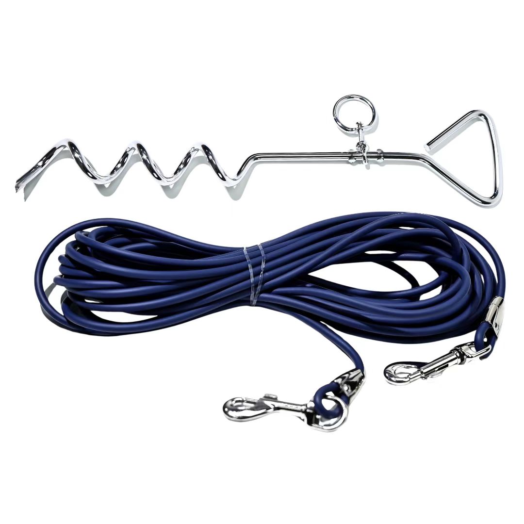 30 ft Dog Tie-Out Leash with Ground Stake – Waterproof PVC Lead for Yard, Camping &amp; Park, 5 Colors – view 11