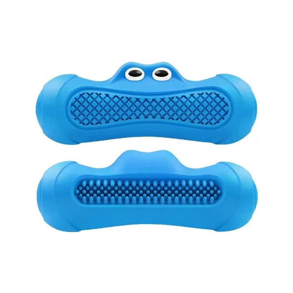 Natural Rubber Monster Squeaky Dog Chew Toy with Textured Nubs, Blue