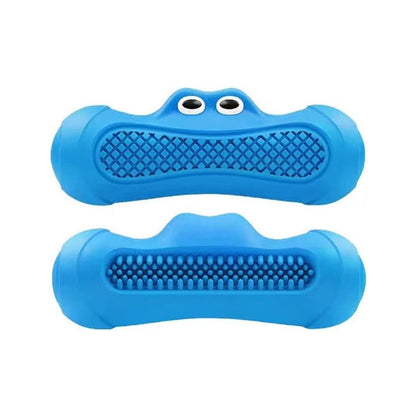 Natural Rubber Monster Squeaky Dog Chew Toy with Textured Nubs, Blue
