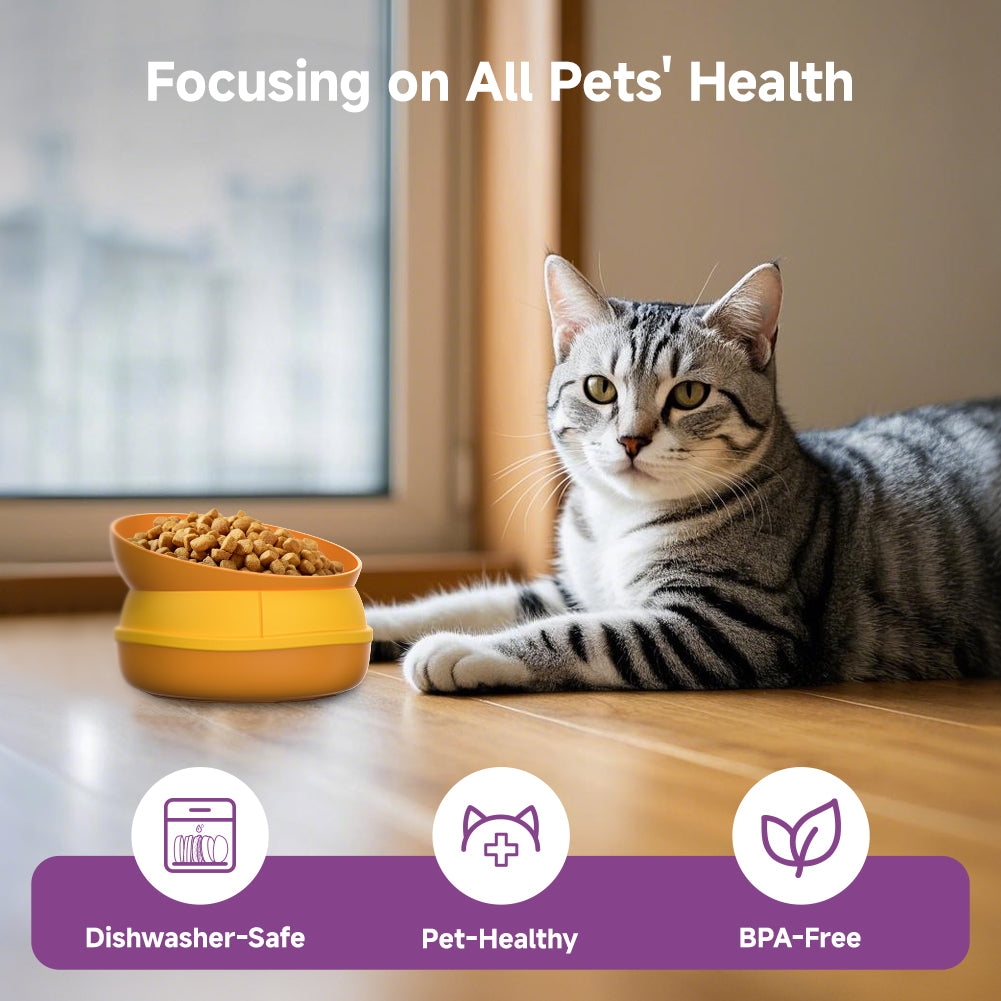 Hamburger-Shaped Multi-Layer 5-in-1 Pet Bowl Set for Cats &amp; Dogs, Orange – view 5