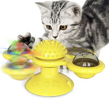 Windmill Cat Toy Set with Rotating Disk, Feather Teasers and Tumbler for Indoor Cats – view 5