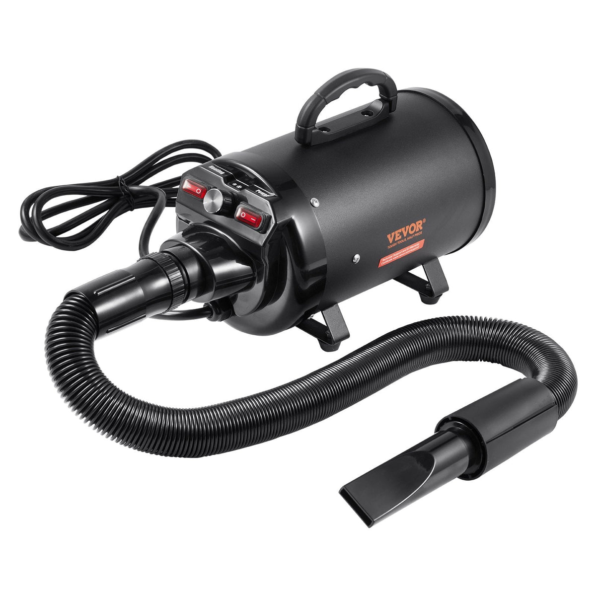 High-Velocity Dog Blow Dryer – 2800 W with Adjustable Heat &amp; Speed, 4 Nozzles – Black