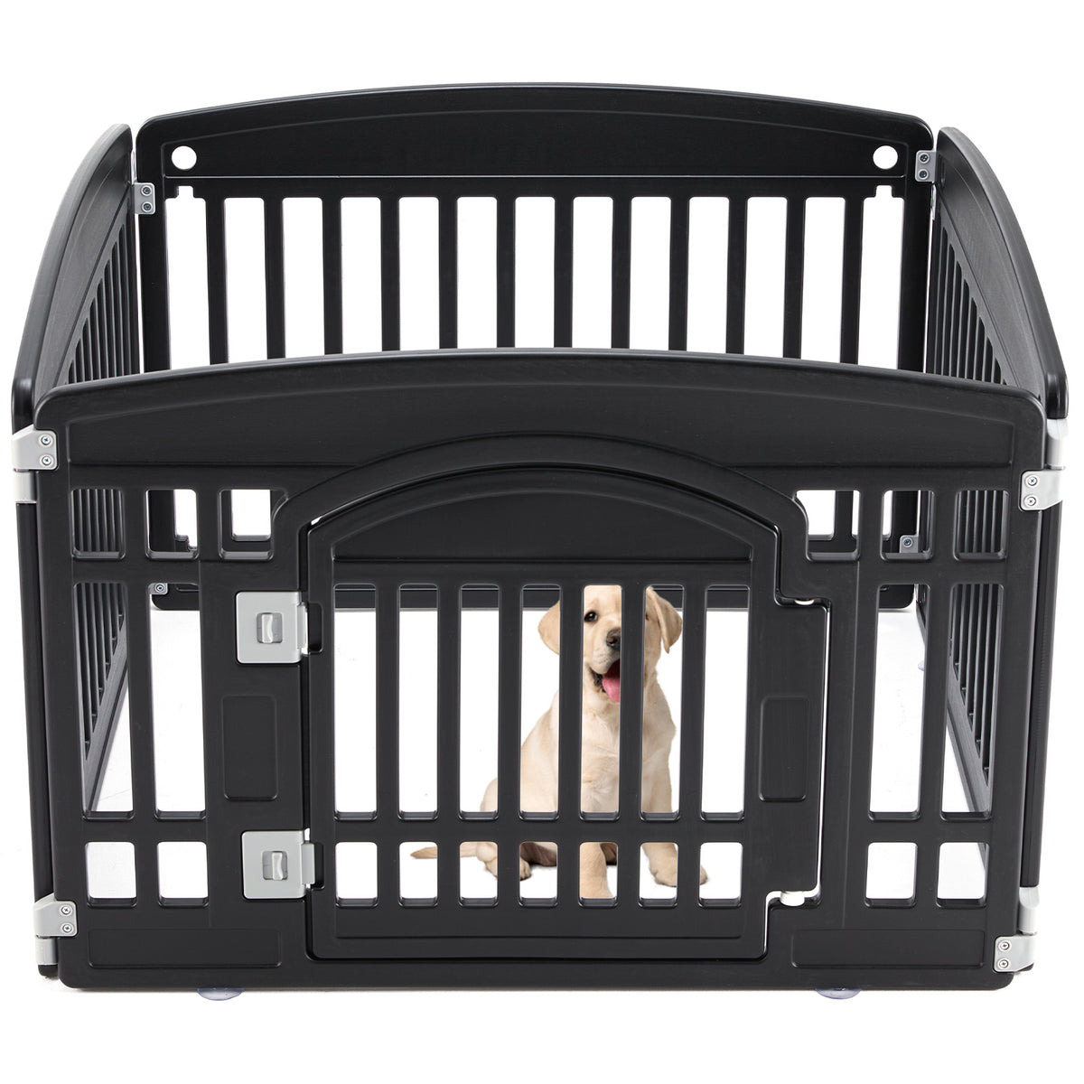 Plastic Dog Playpen – Foldable Indoor/Outdoor Pet Fence, 4 or 6 Panels, White or Black – view 3