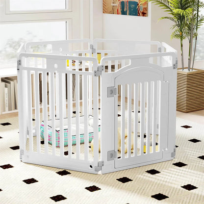 6-Panel Plastic Dog Playpen – 32 in High, Lockable Door, Indoor &amp; Outdoor, Foldable – view 7