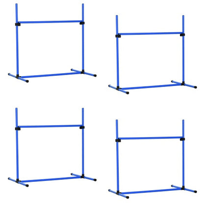 4-Piece Dog Agility Jump Set with Height-Adjustable Bars and Carry Bag, Blue